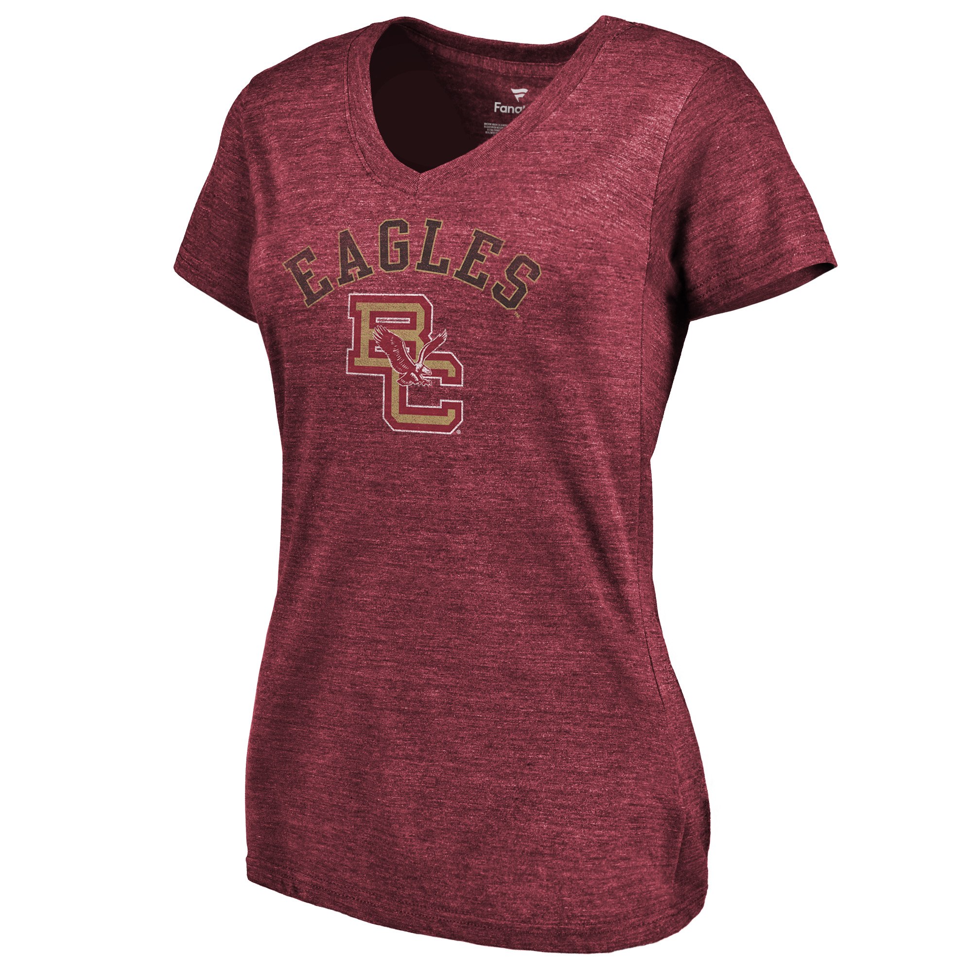 2020 NCAA Fanatics Branded Boston College Eagles Women Garnet Vault Arch over Logo TriBlend VNeck TShirt->ncaa t-shirts->Sports Accessory